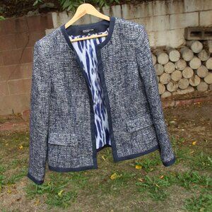 Jones New York Collection Blue Tweed Lined Long Sleeve Jacket 16
